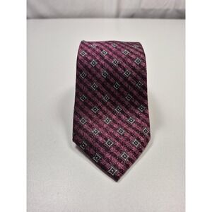 Bruno Marchesi Tie Mens One Size Purple Geometric 100% Silk Jacquard Designer
